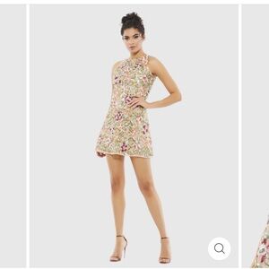 Mac Duggal Sequined Floral Detail Mini dress in size 2